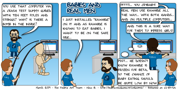 [wedora weekly webcomic: babies and real men]
